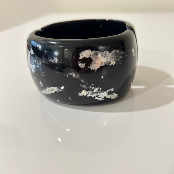 Kenneth Lane Black Lucite Plastic Bangle Bracelet Oval Vintage - Picture 2 of 11